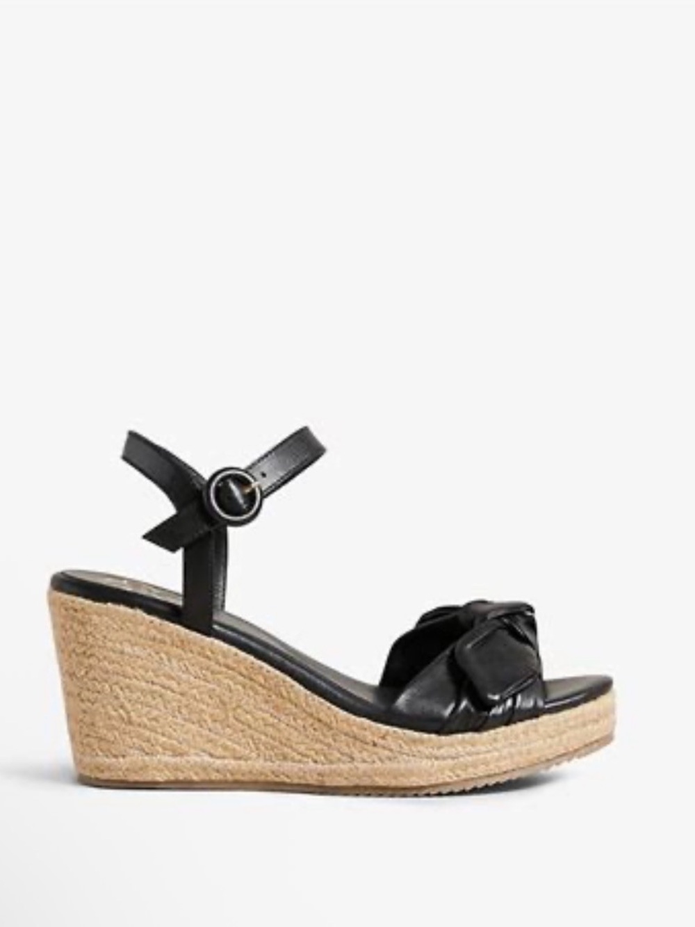 Ted Baker Bryanah Black Leather Bow Espadrille Wedges - Size  EU 40 (fits 9/9.5)